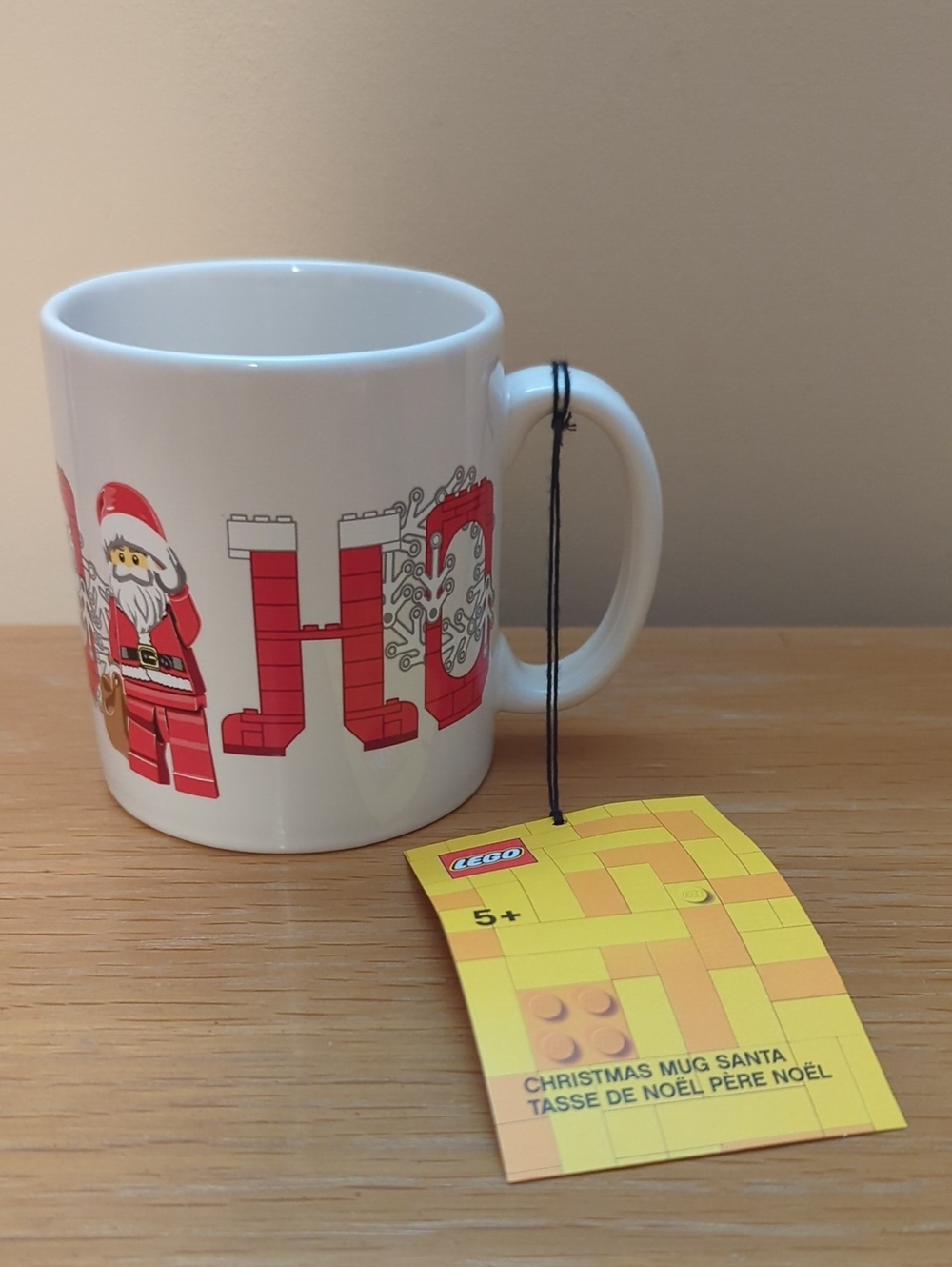 Lego White Ceramic Mug with Red Santa Brick Design